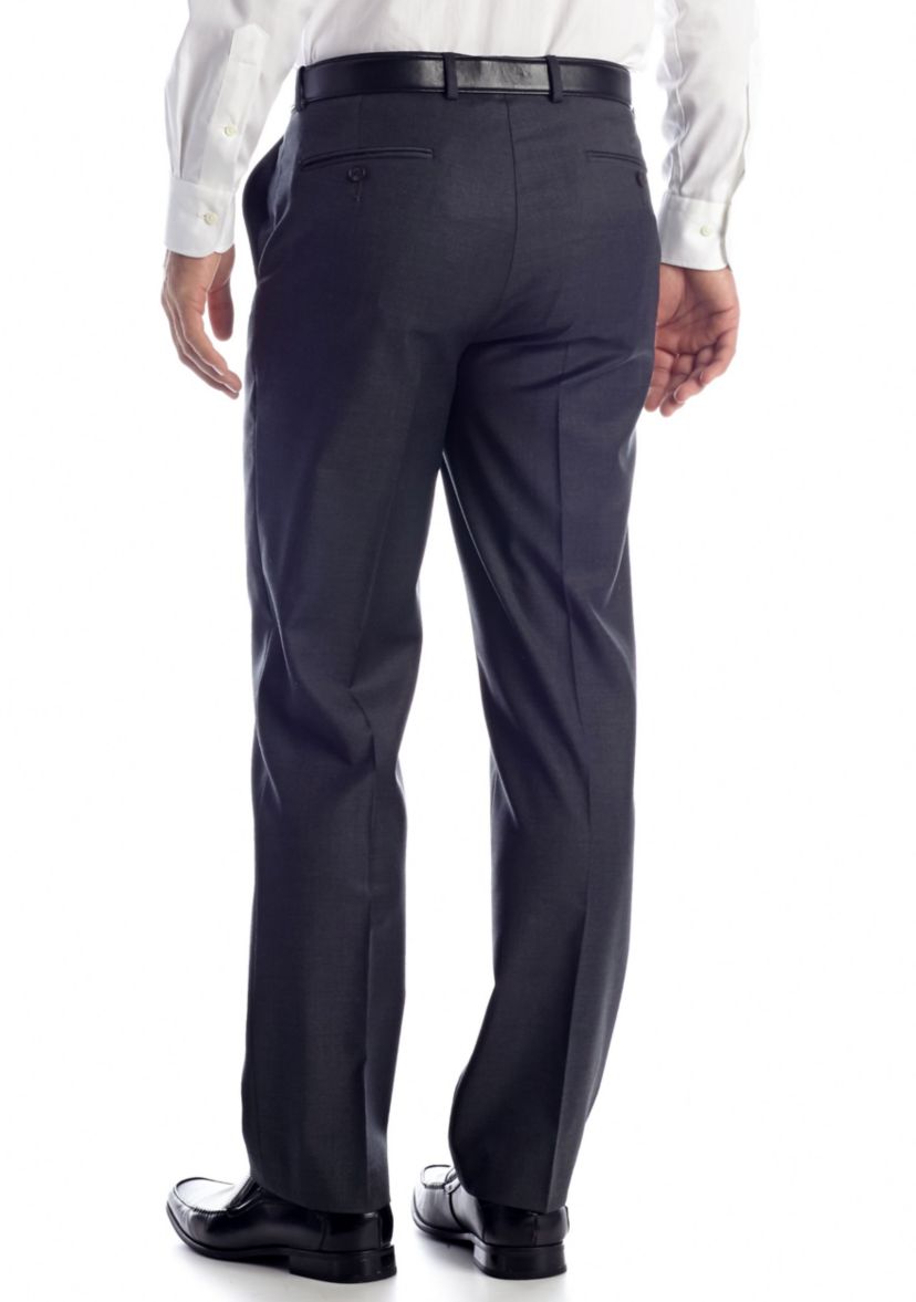 Classic Fit Flat Front Charcoal Pants