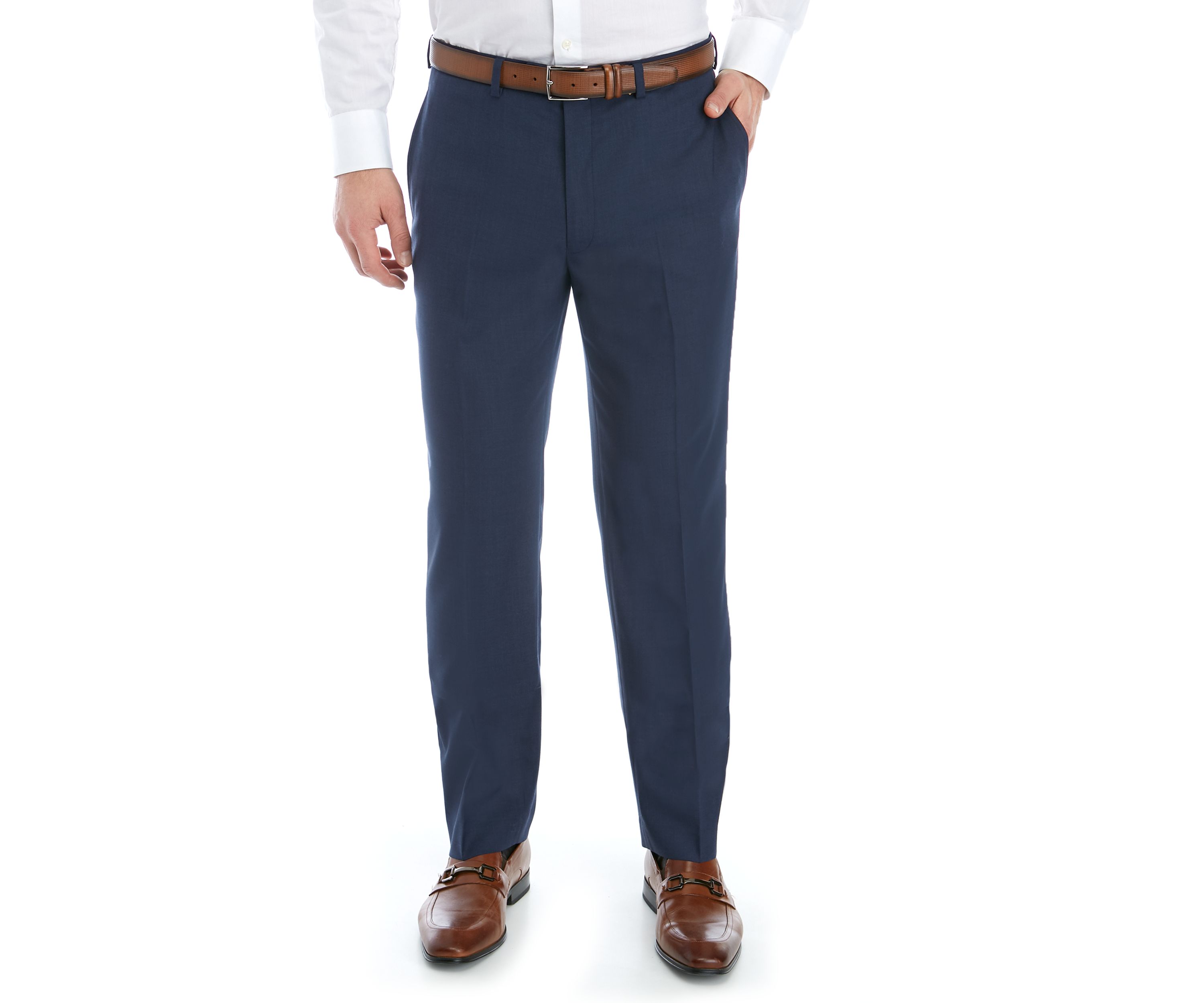 Blue Stretch Flat Front Pants