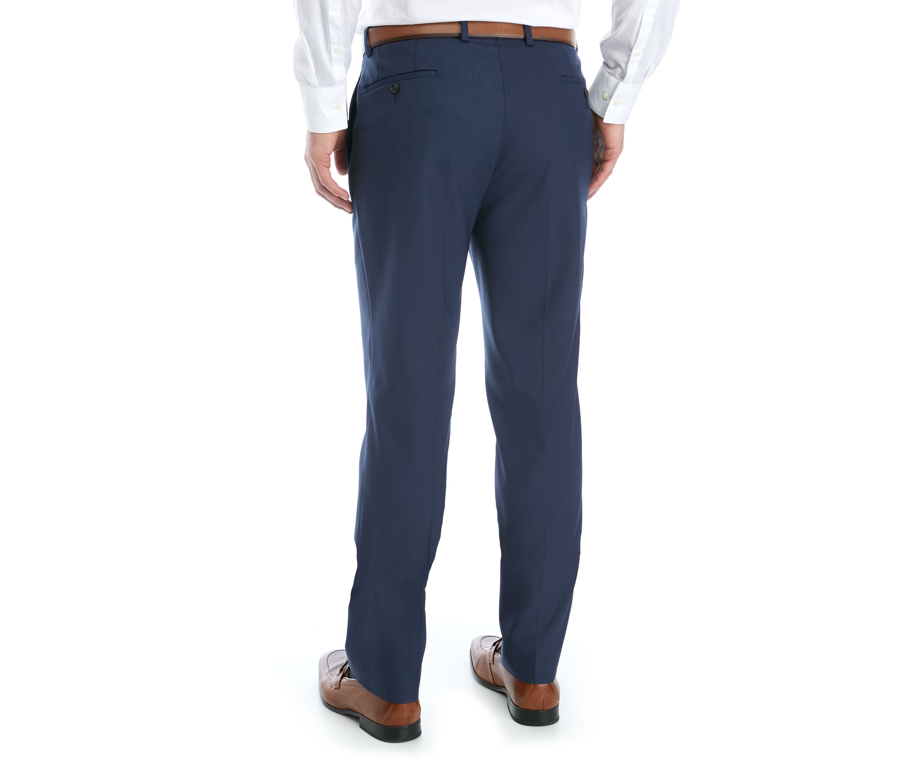 Blue Stretch Flat Front Pants