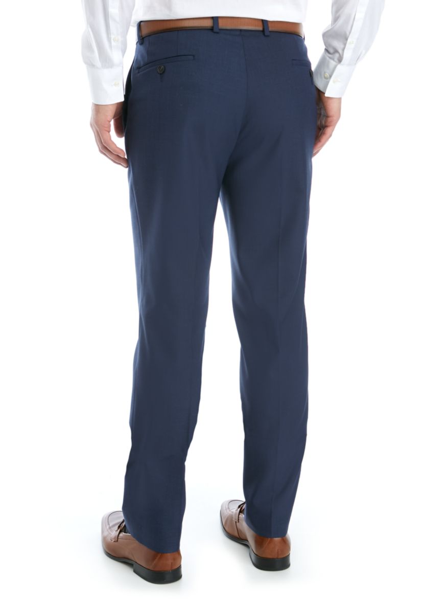 Blue Stretch Flat Front Pants