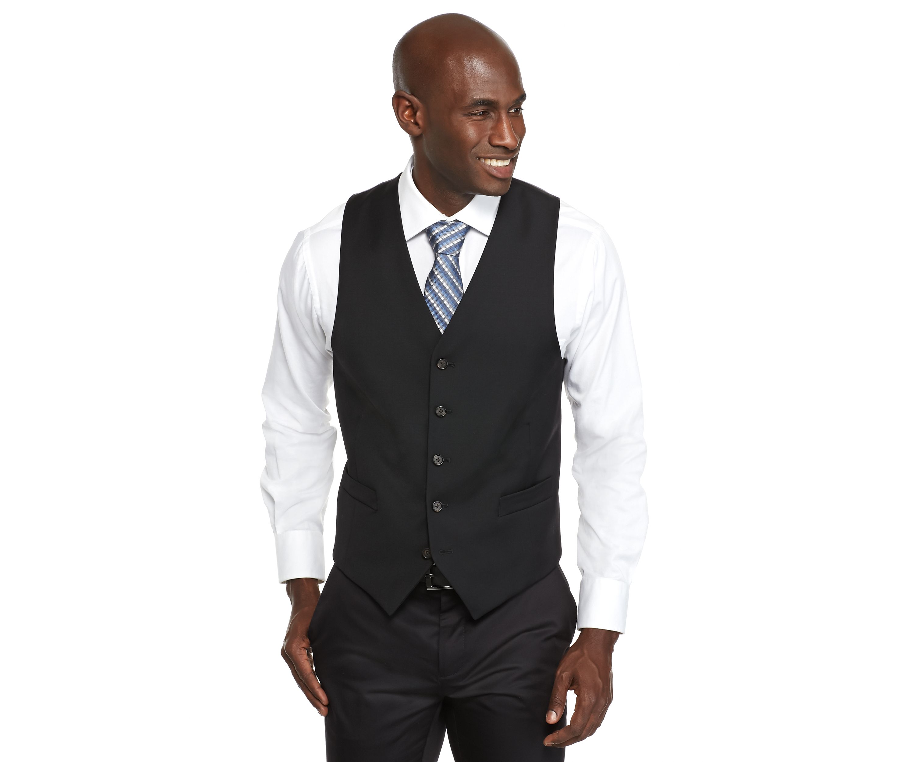 Classic-Fit Black Suit Separate Vest