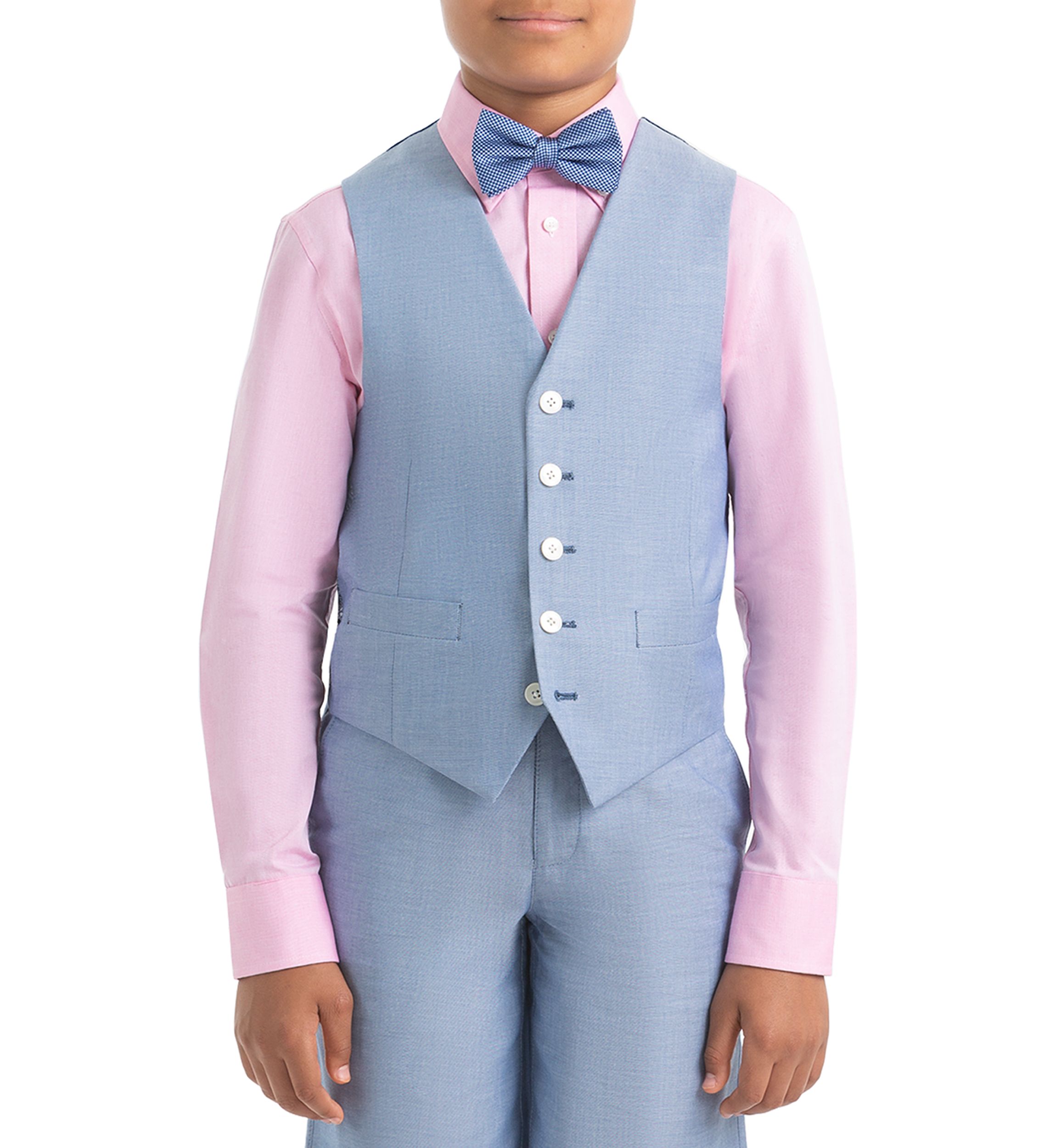Boys 4-7 Light Blue Chambray Cotton Vest
