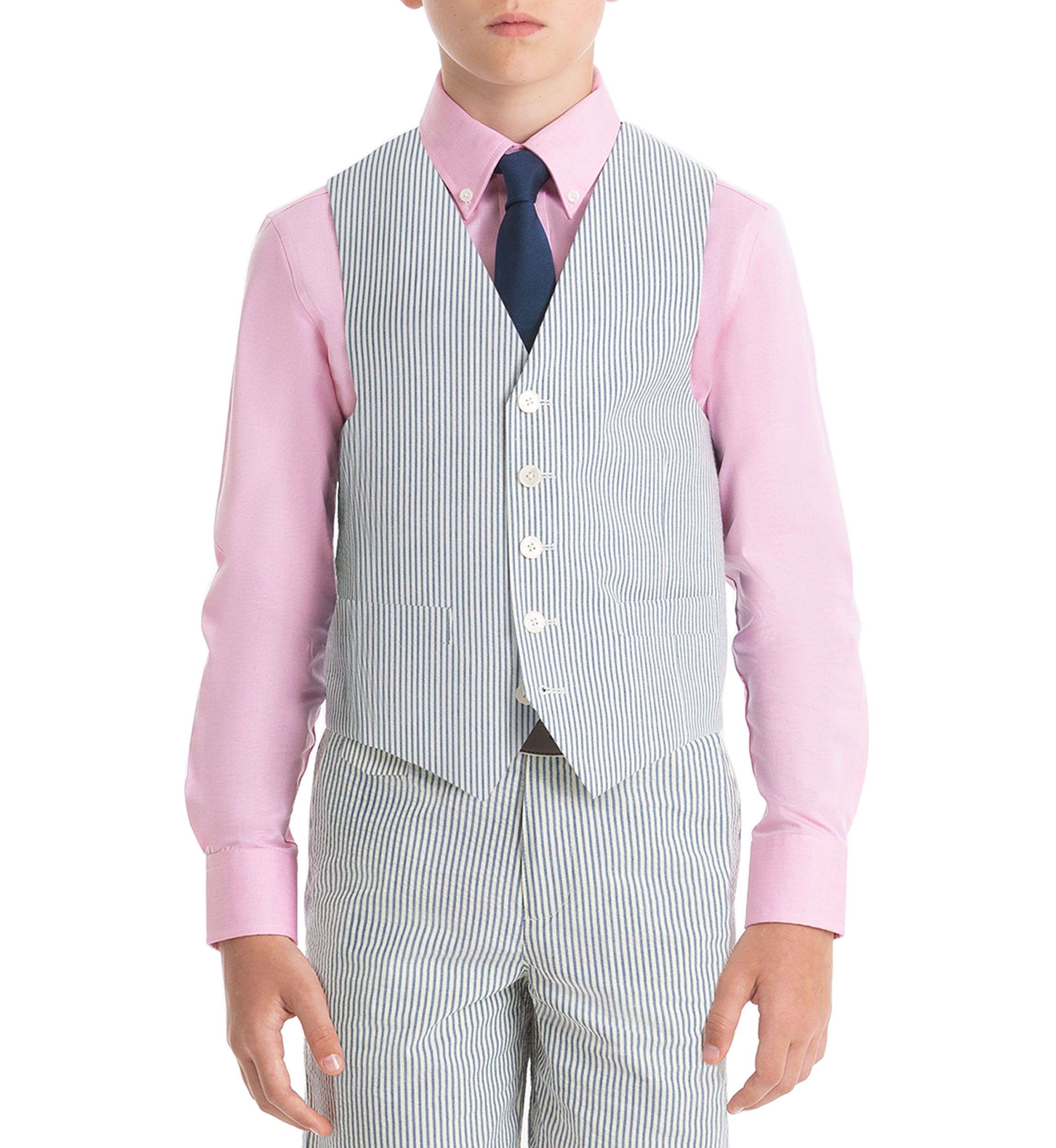 Boys 4-7 Blue Stripe Cotton Vest 