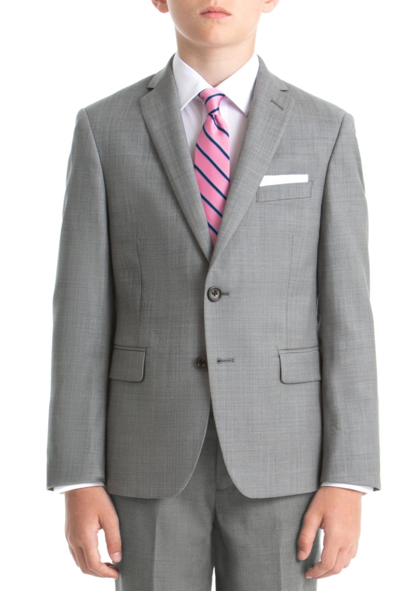 Boys 4-7 Light Gray Shark Wool Straight Coat 