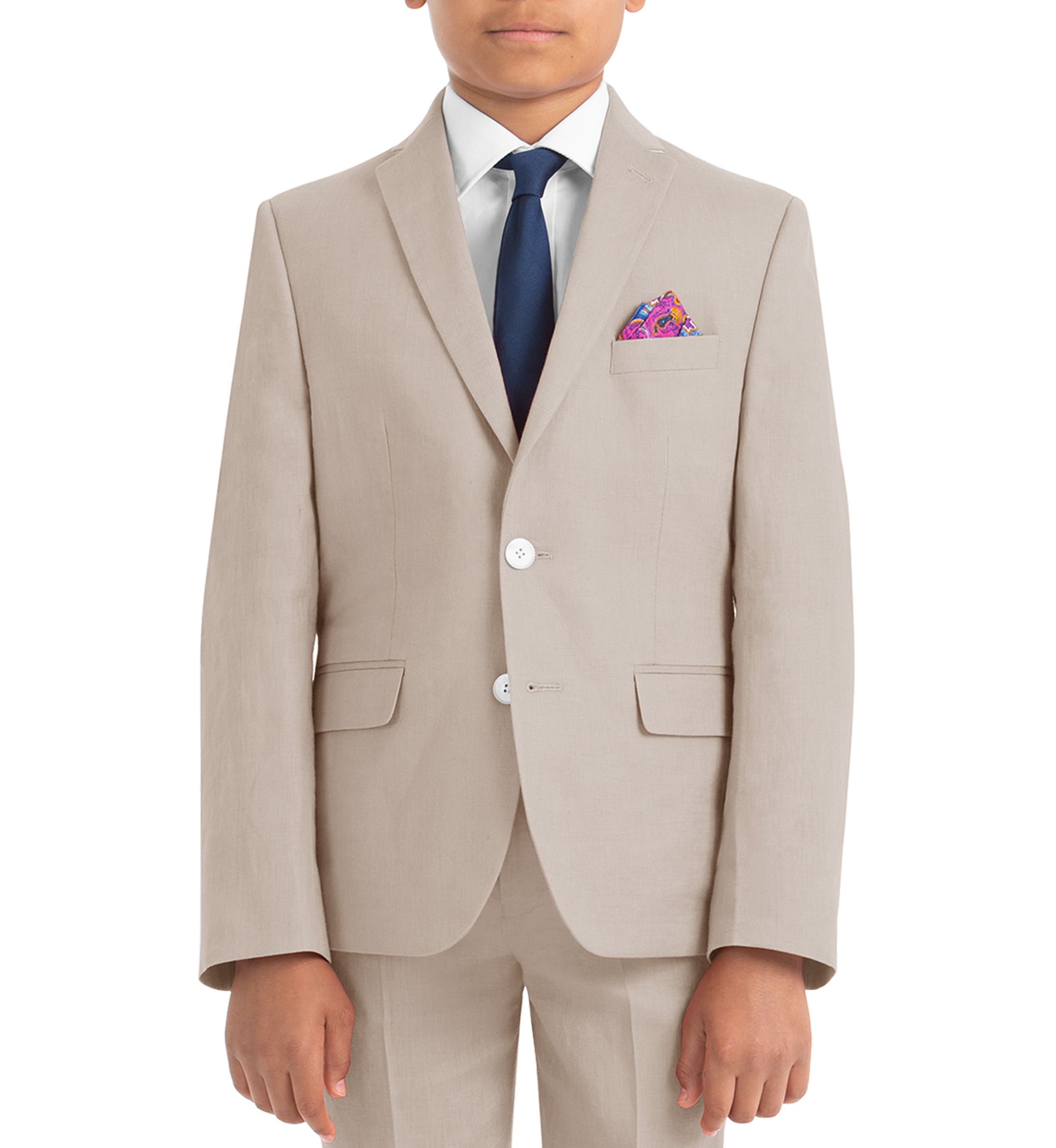 Boys 4-7 Tan Plain Linen Coat