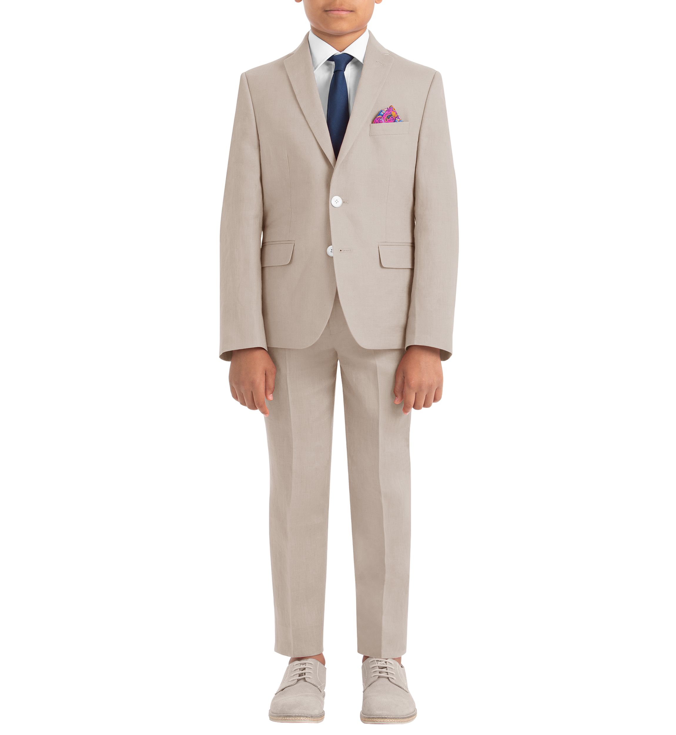Boys 4-7 Tan Plain Linen Coat
