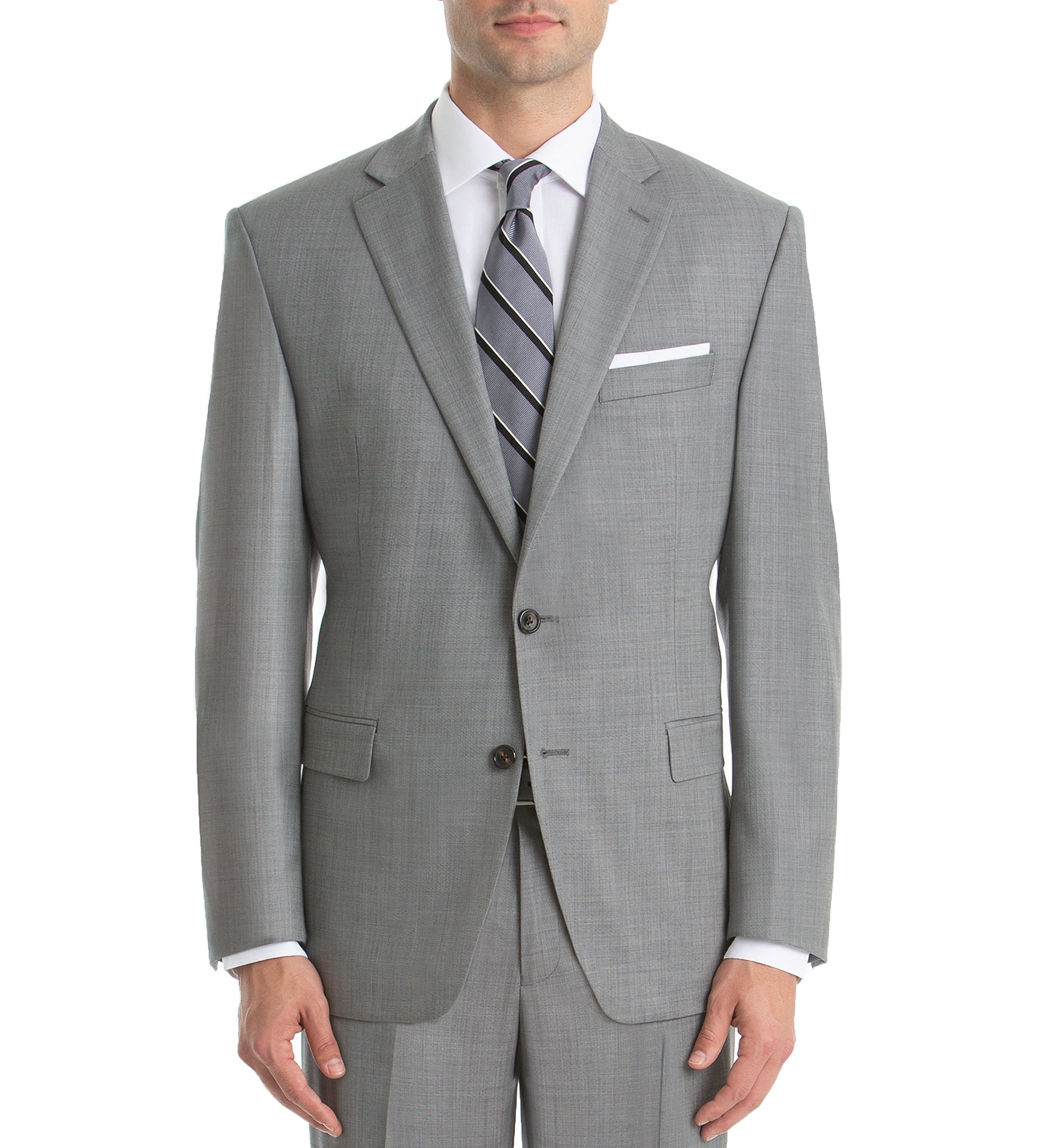 Light Gray Sharkskin Wool Straight Suit Separate Coat 