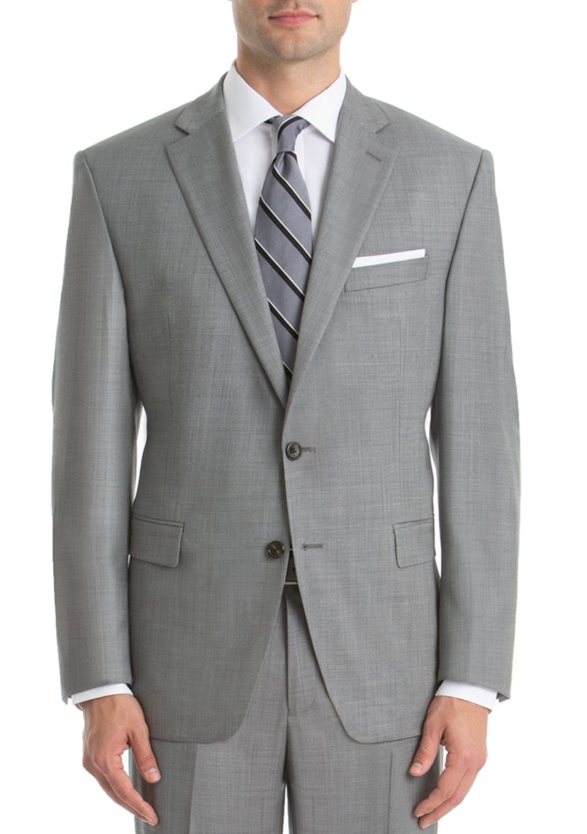 Light Gray Sharkskin Wool Straight Suit Separate Coat 
