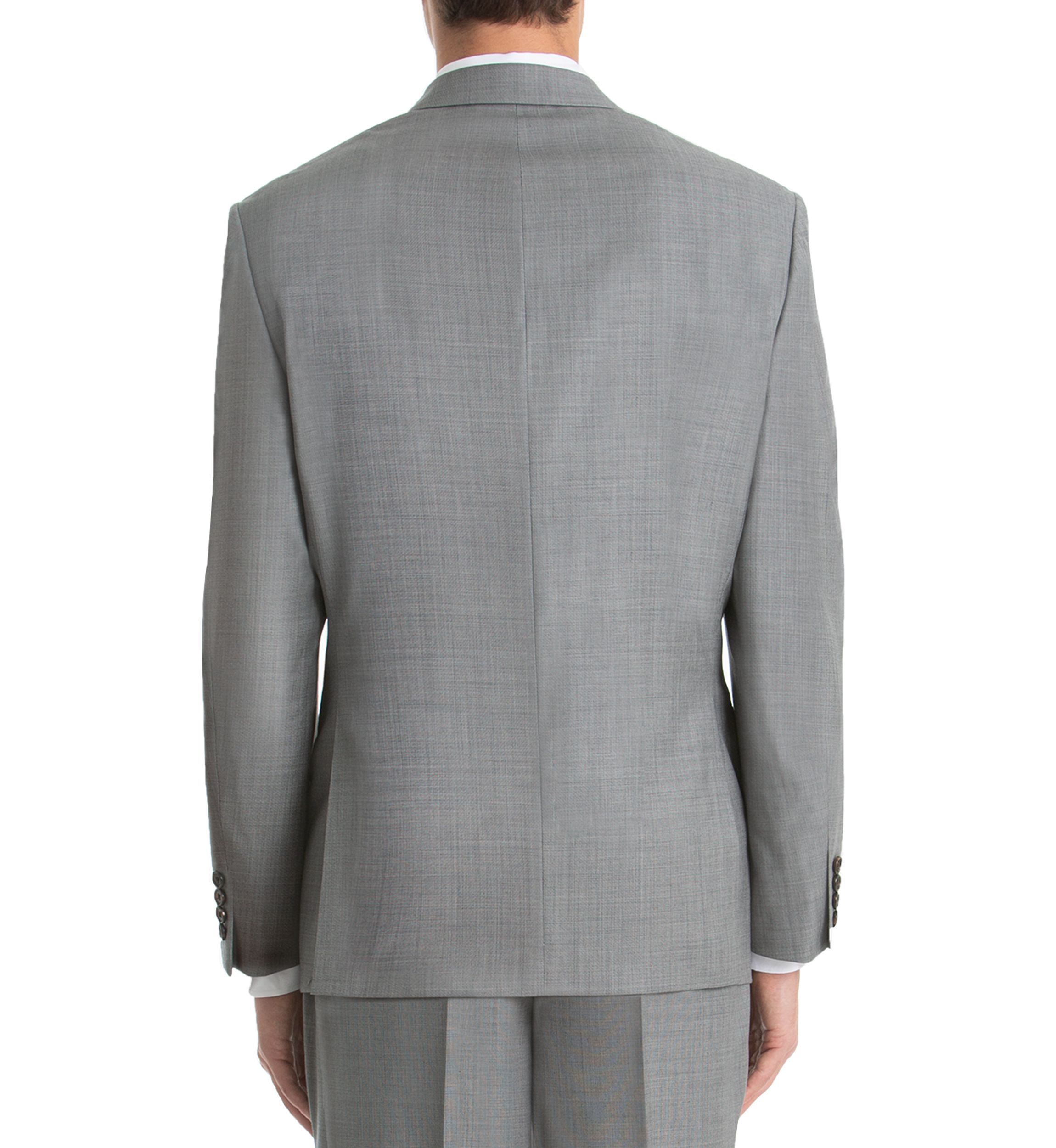 Light Gray Sharkskin Wool Straight Suit Separate Coat 