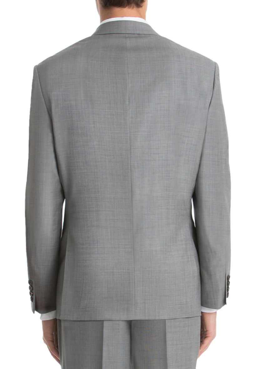 Light Gray Sharkskin Wool Straight Suit Separate Coat 