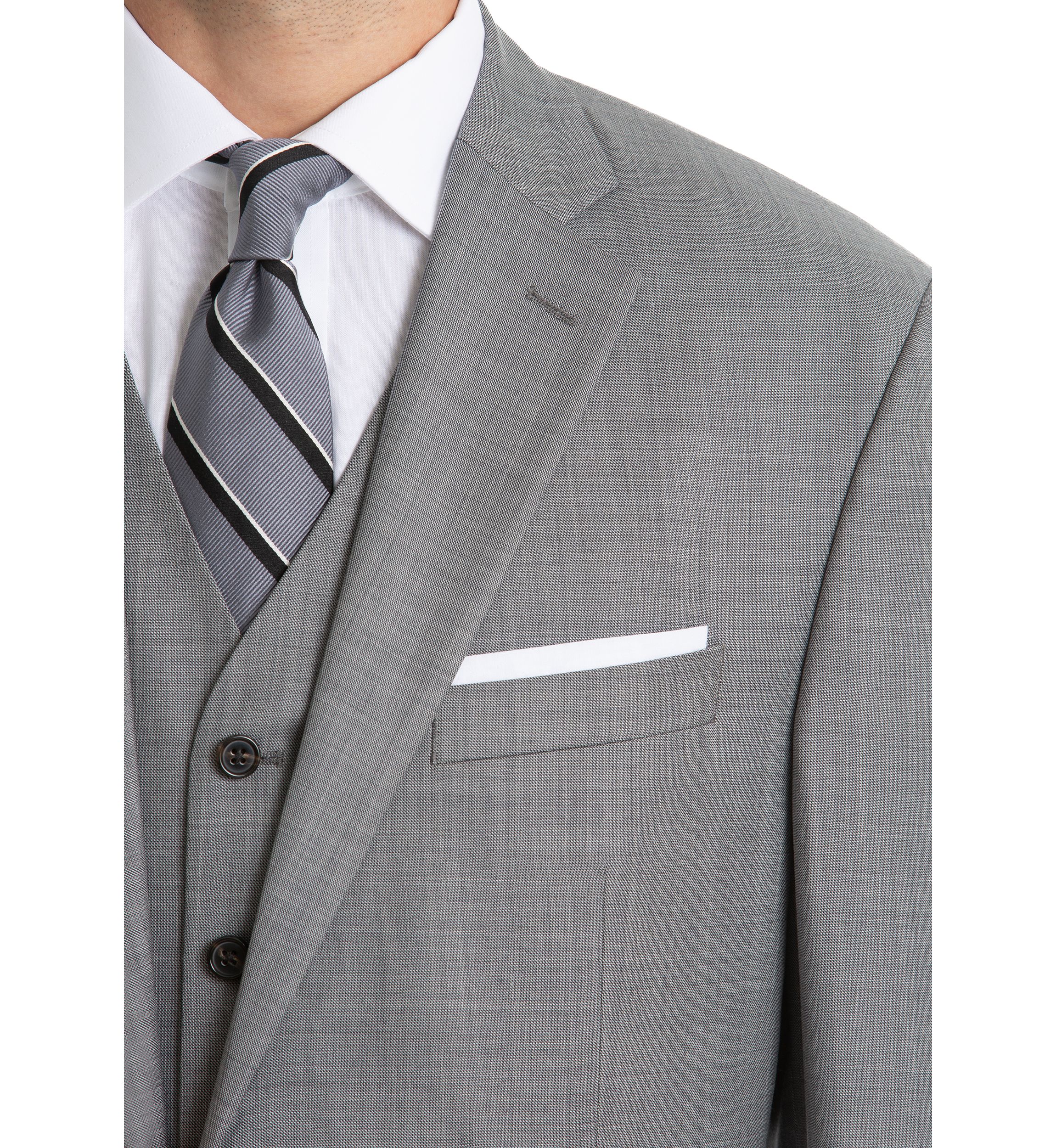 Light Gray Sharkskin Wool Straight Suit Separate Coat 