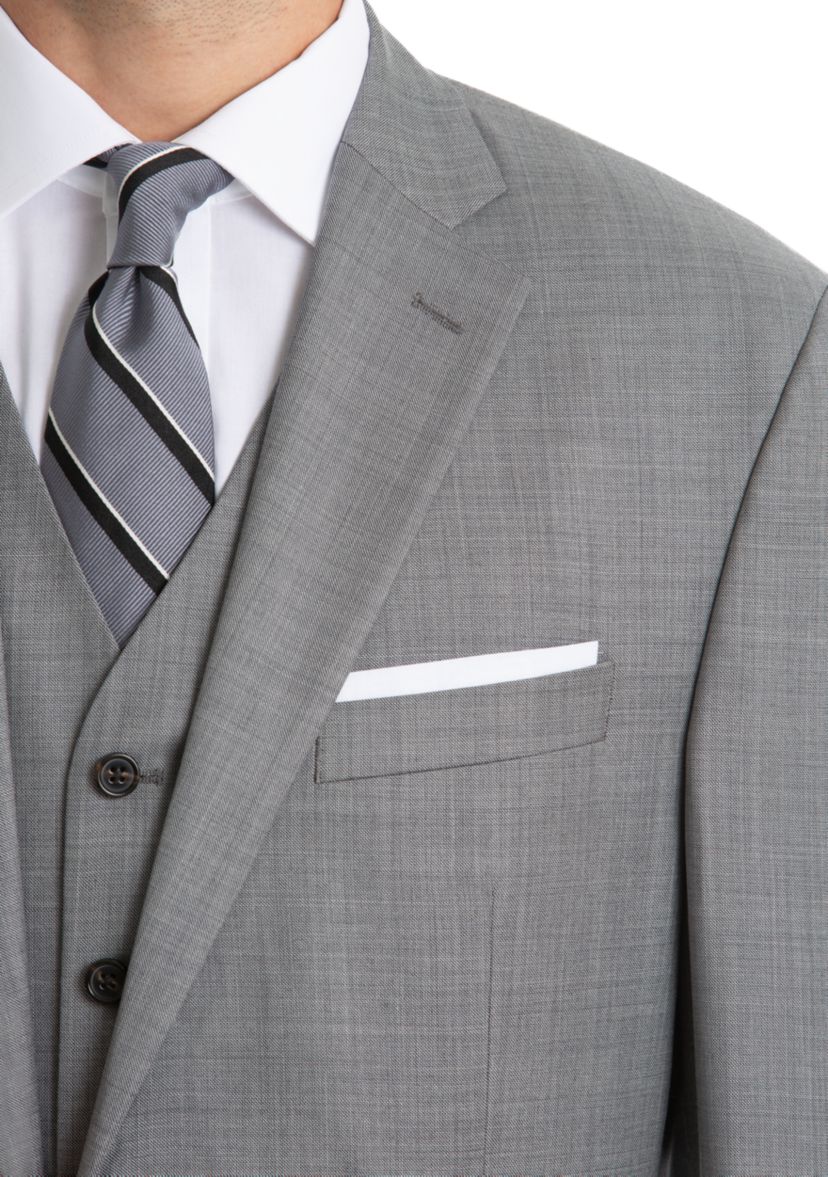Light Gray Sharkskin Wool Straight Suit Separate Coat 