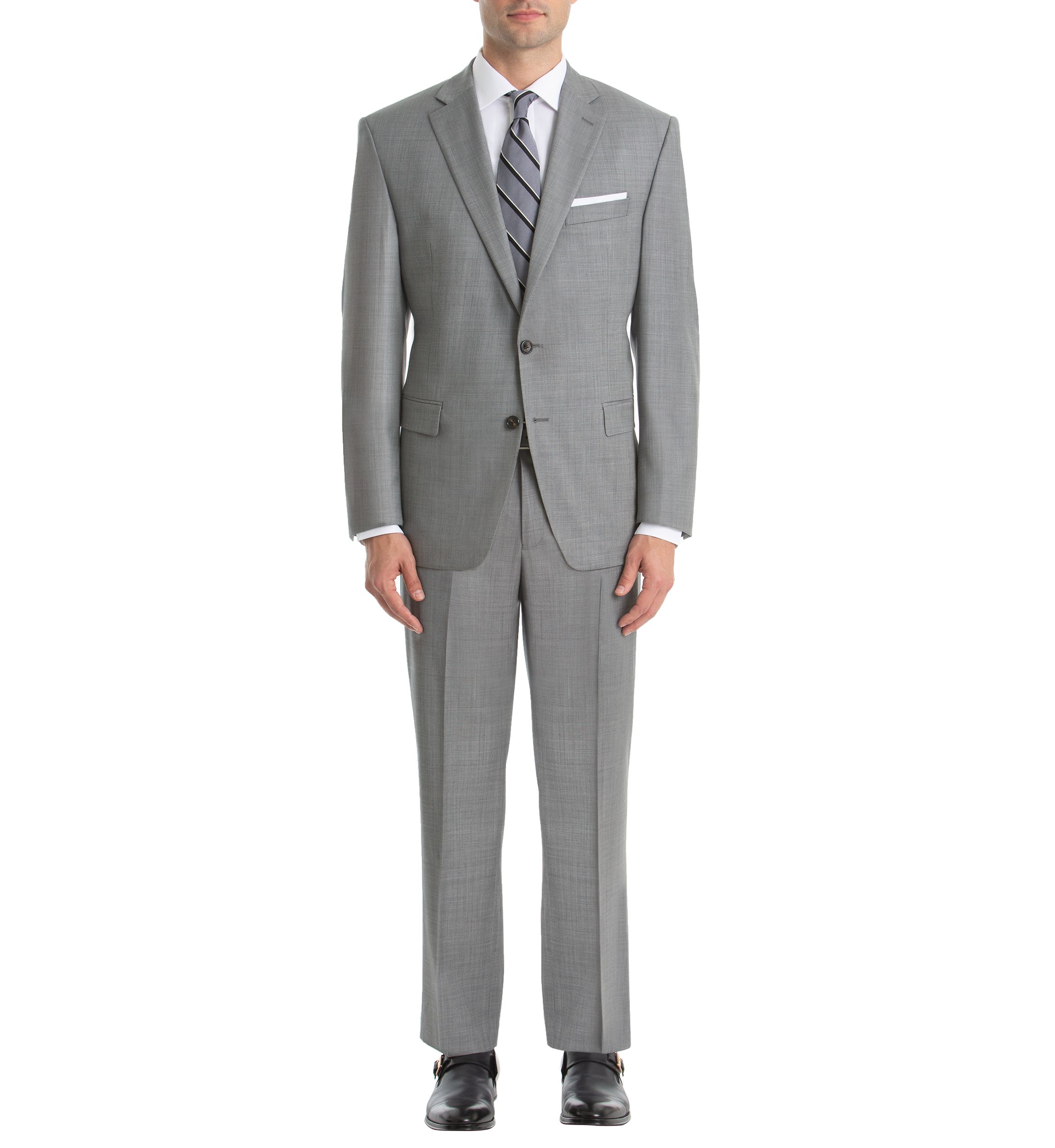 Light Gray Sharkskin Wool Straight Suit Separate Coat 