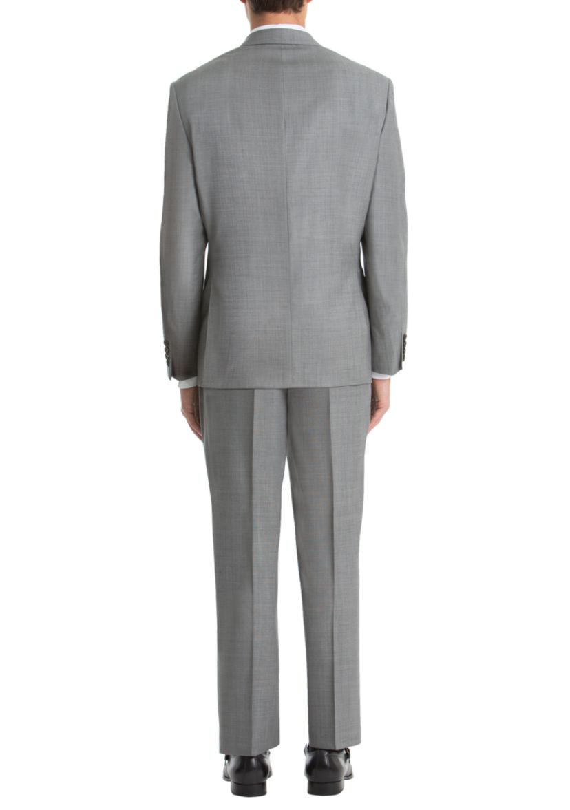 Light Gray Sharkskin Wool Straight Suit Separate Coat 