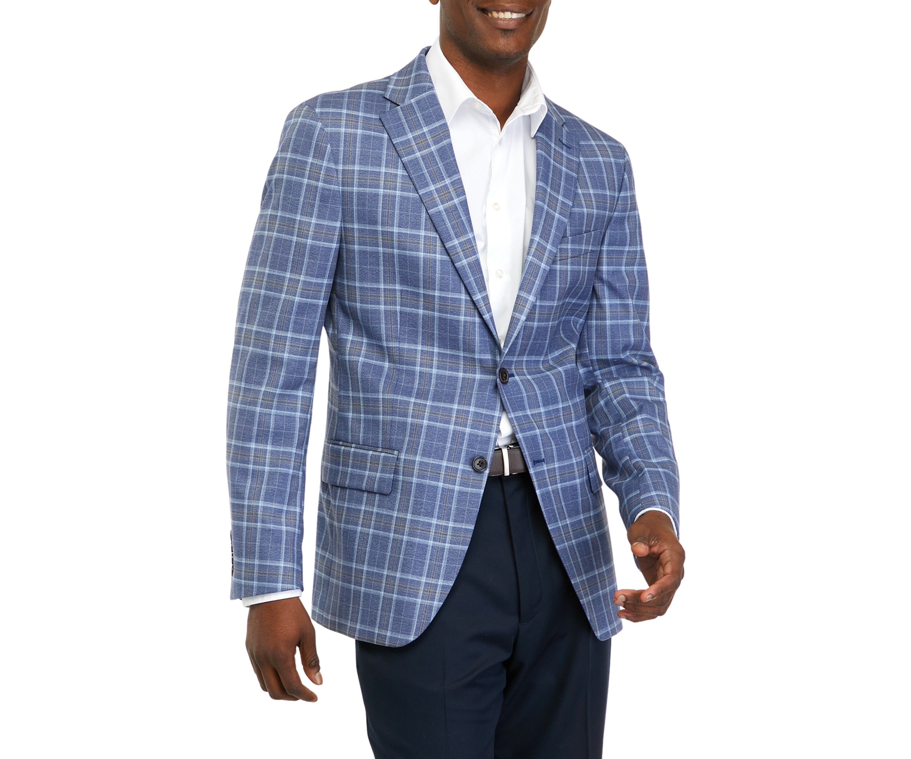 Mens Blue Plaid Sportcoat