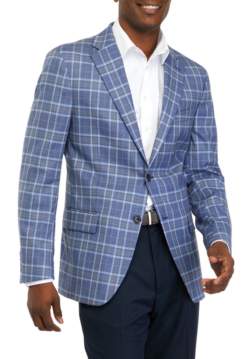 Mens Blue Plaid Sportcoat