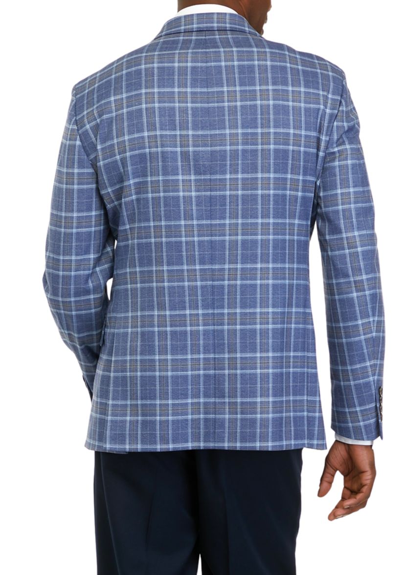 Mens Blue Plaid Sportcoat