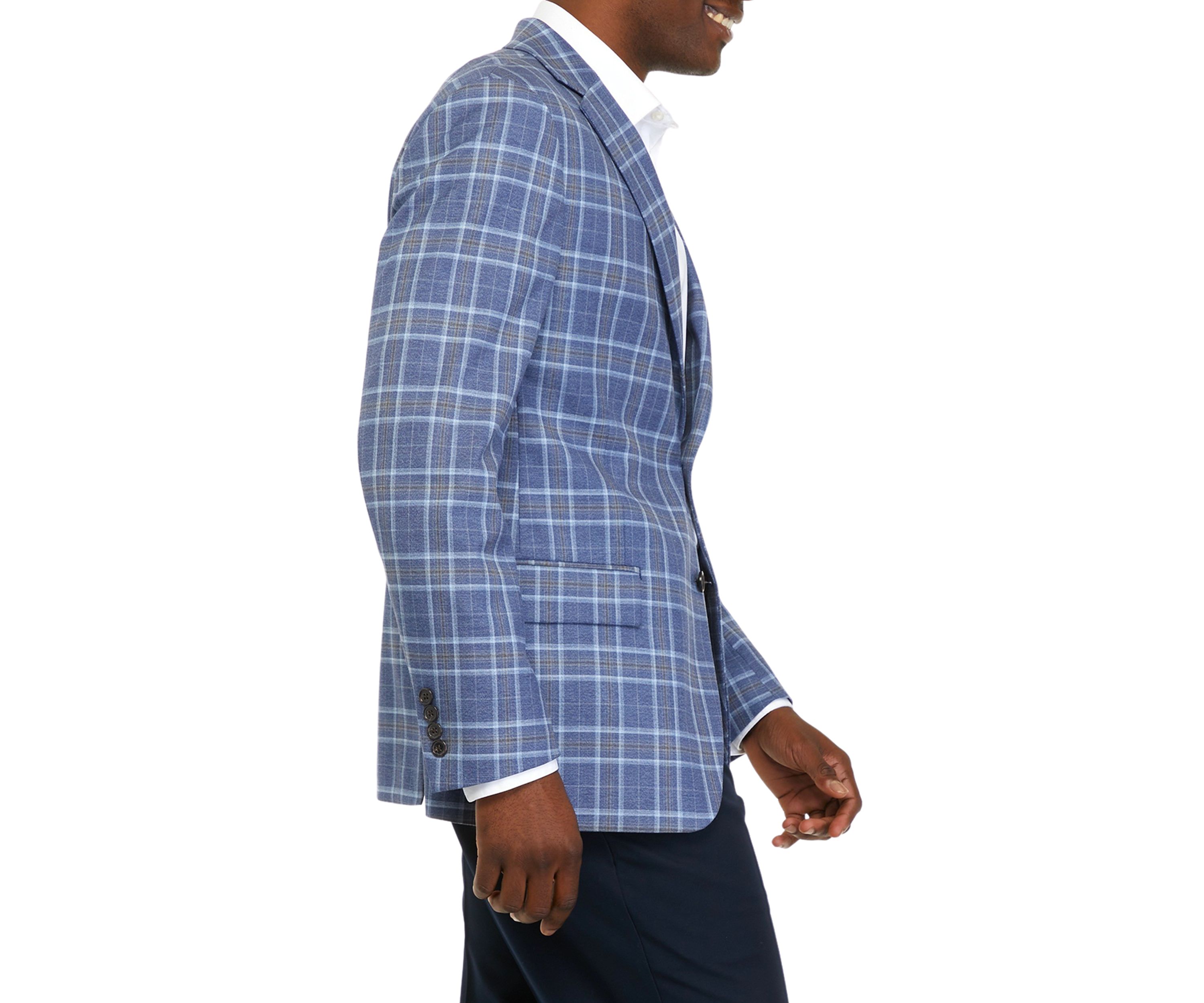 Mens Blue Plaid Sportcoat