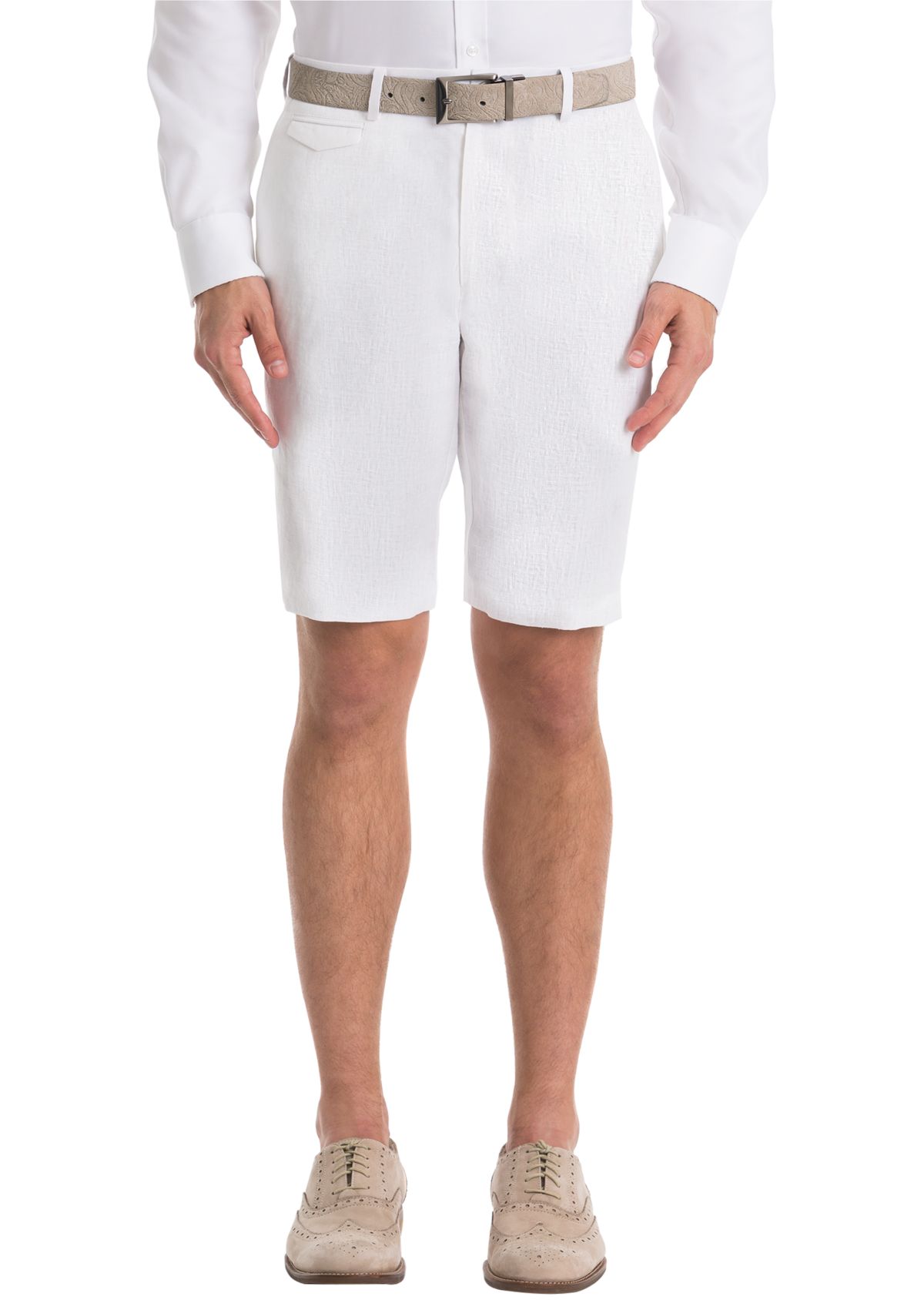 White Plain Linen Shorts