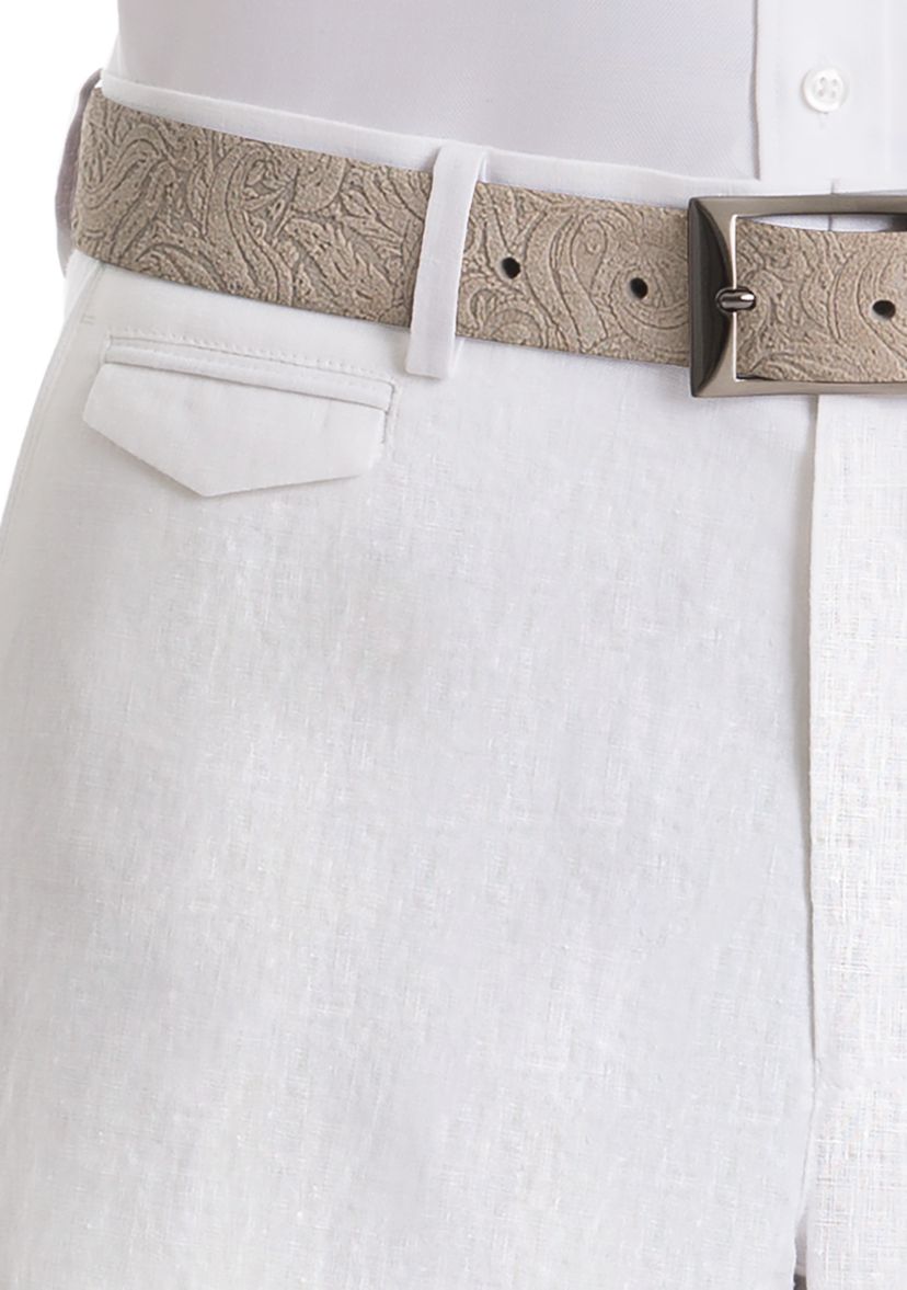 White Plain Linen Shorts