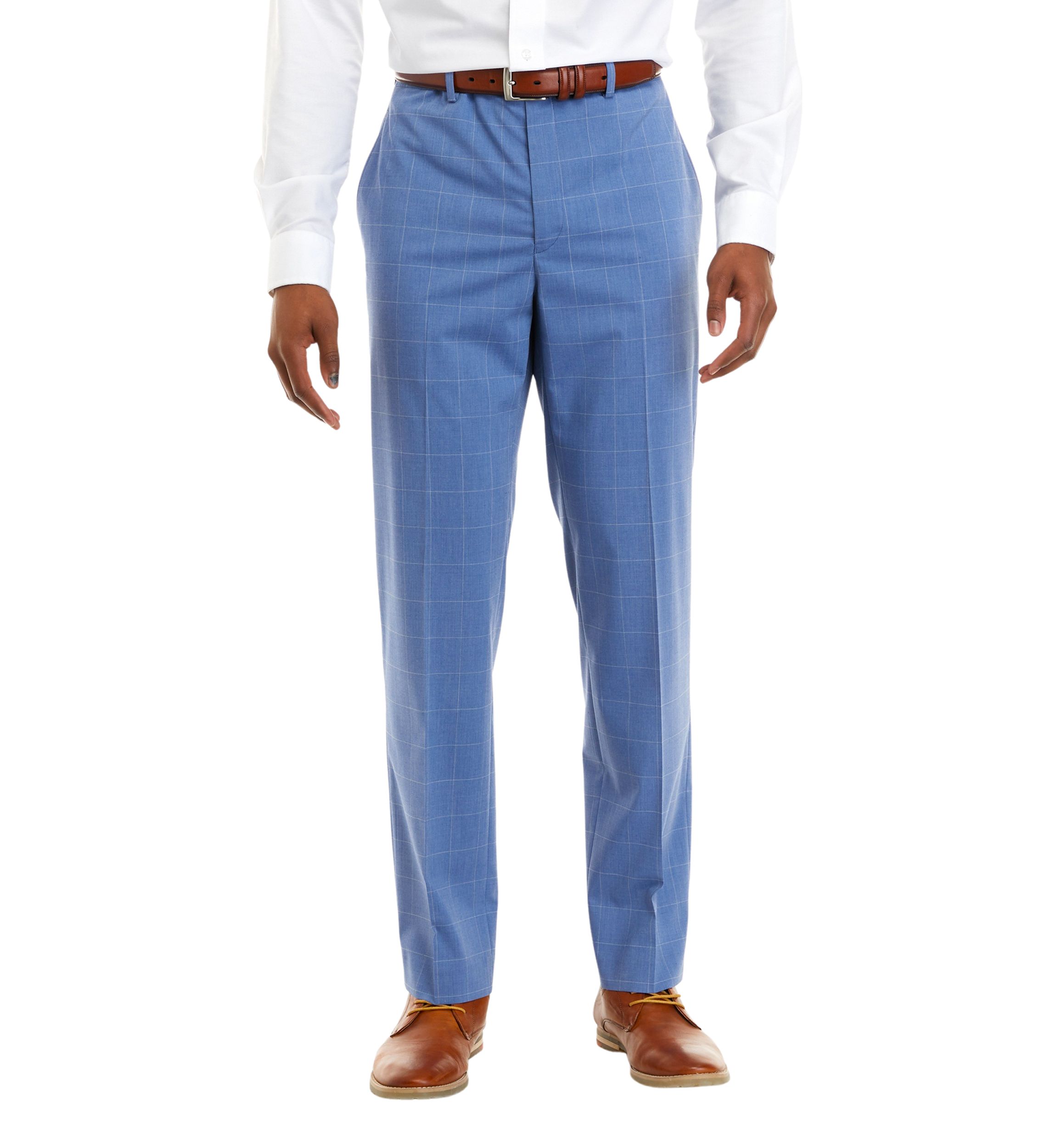 Mens Light Blue Windowpane Pants