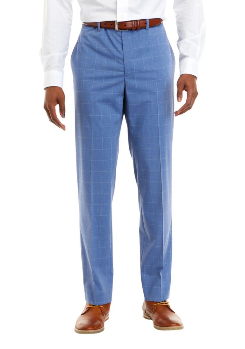 Mens Light Blue Windowpane Pants