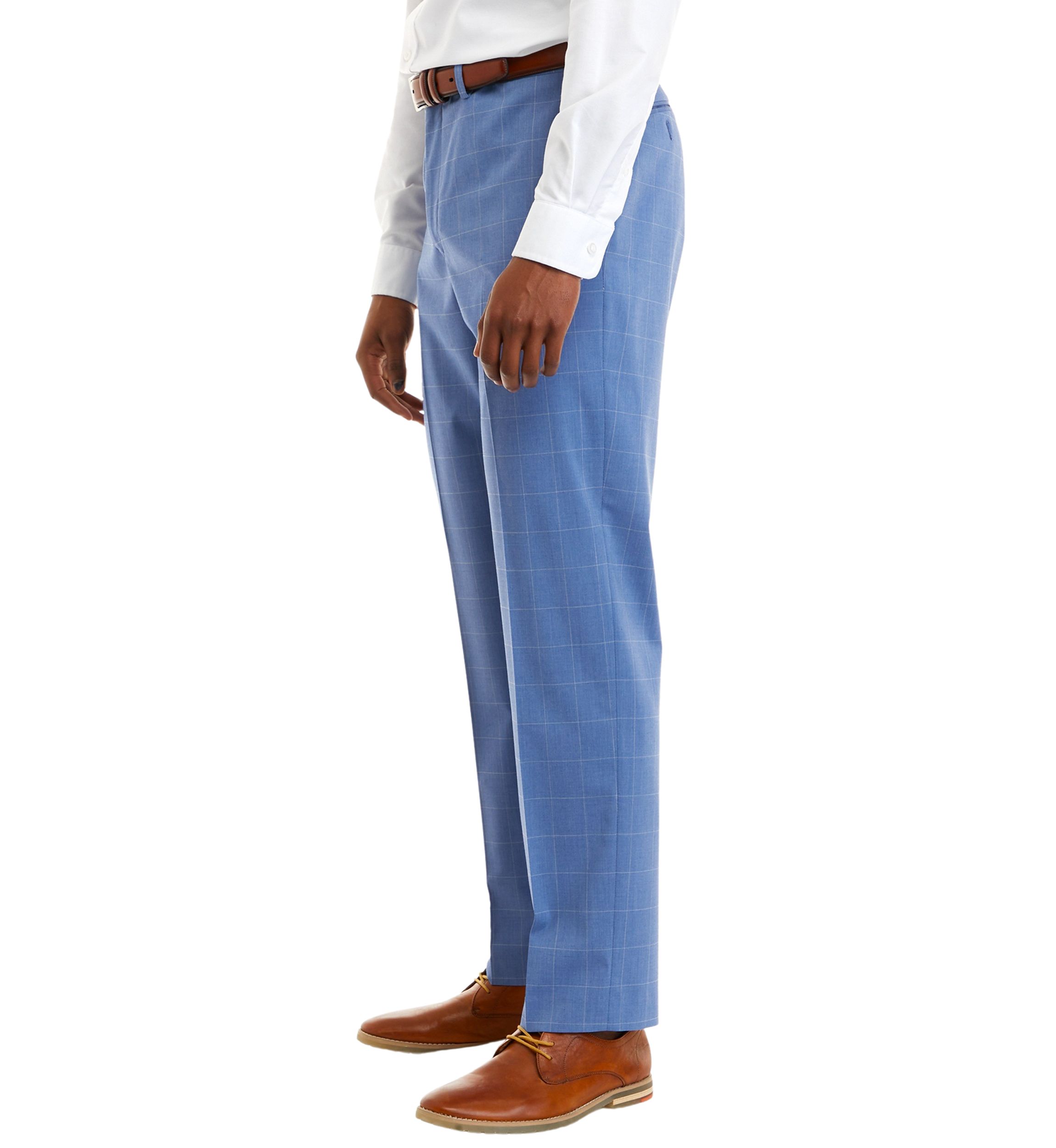 Mens Light Blue Windowpane Pants