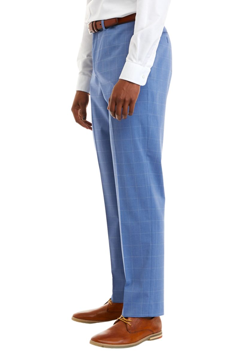 Mens Light Blue Windowpane Pants