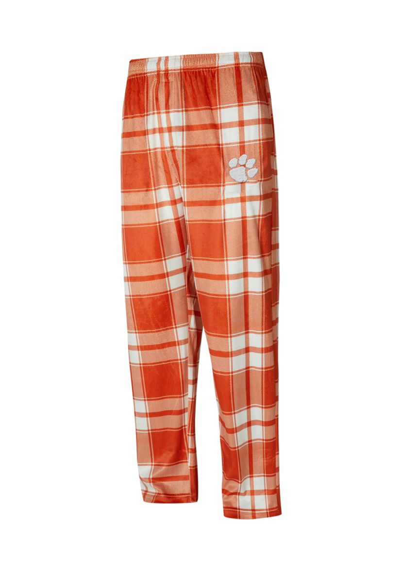 NCAA Clemson Tigers Embry Plaid Silky Fleece Pants