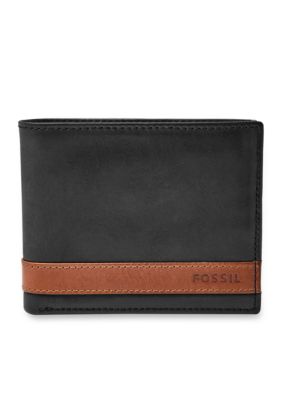 Fossil Men's Quinn Leather Bifold With Flip ID Wallet, Black