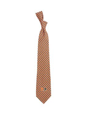 NCAA Miami Hurricanes Gingham Tie