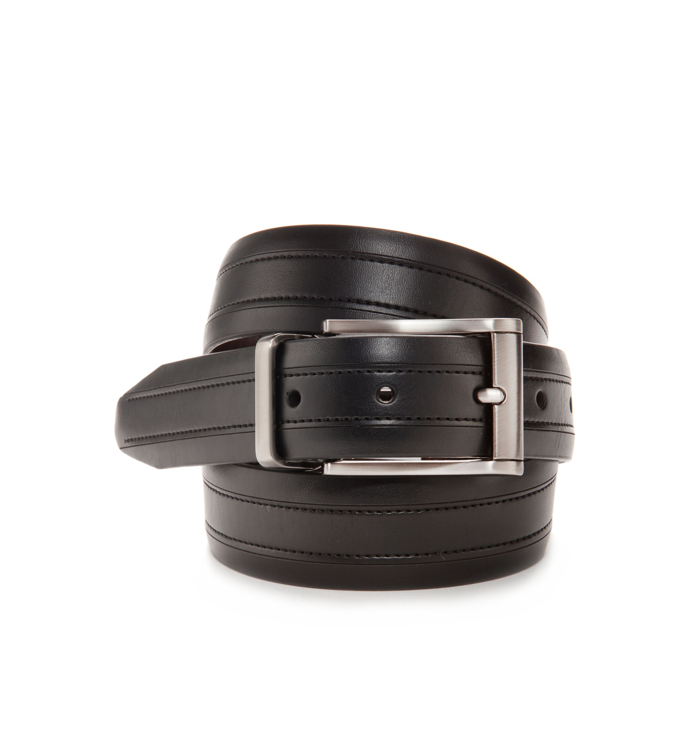 Reversible Leather Belt with Top Stitching