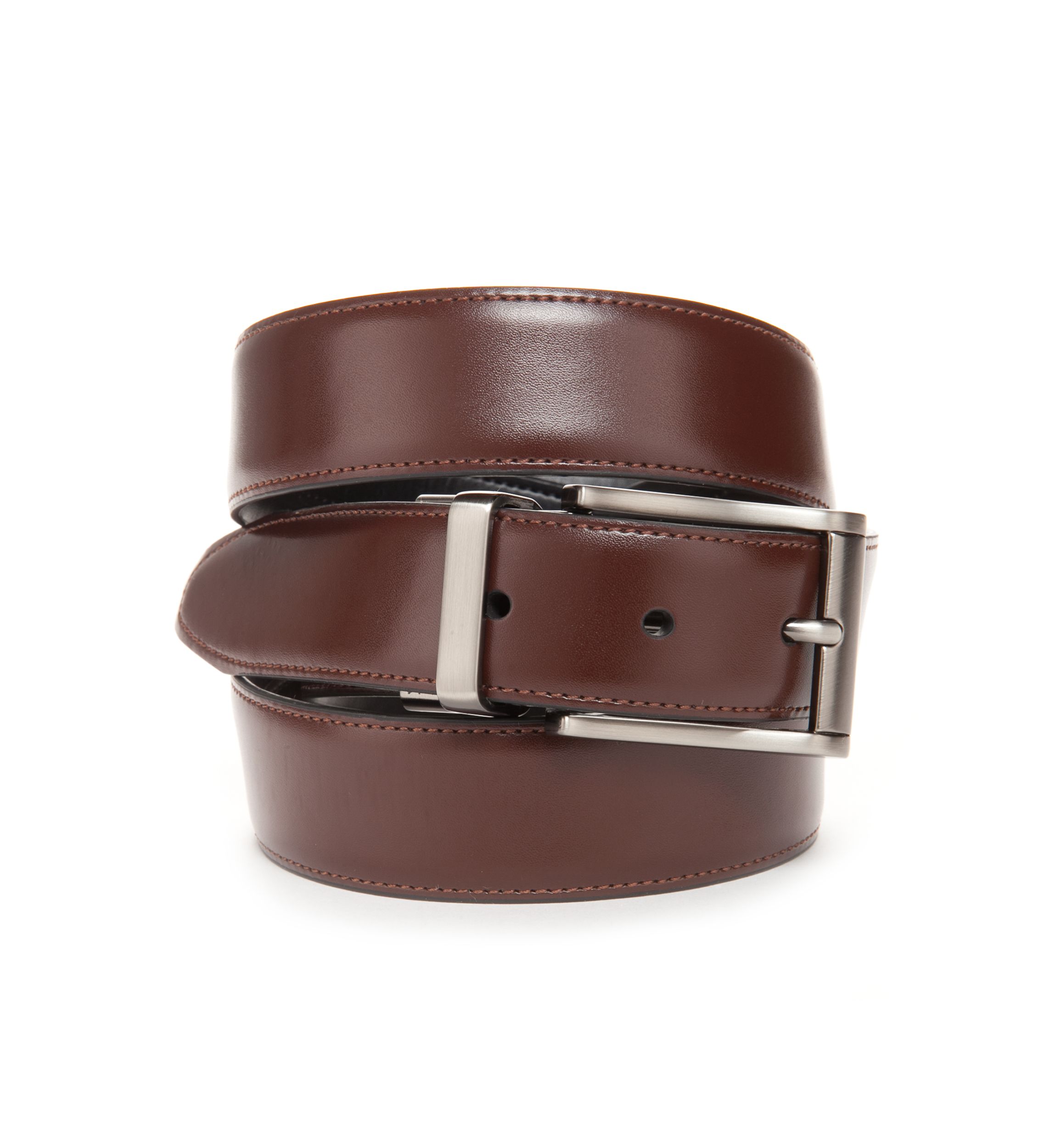 Reversible Leather Belt with Top Stitching