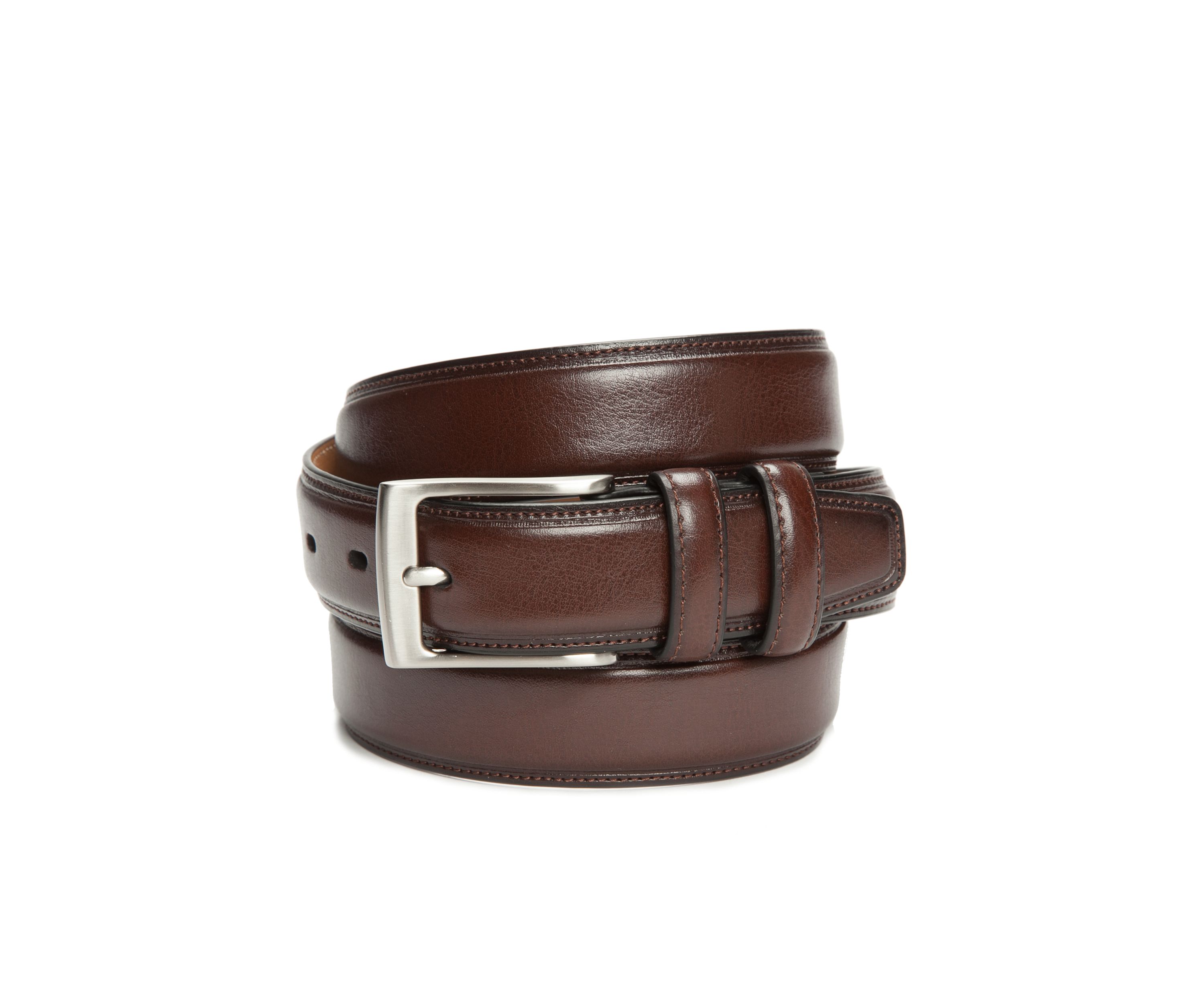 1.25-in. Milled Leather Feather Edge Belt with Stitching