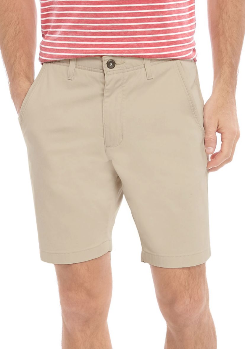 9 Inch Twill Flat Front Shorts