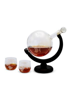 Globe Whiskey Decanter and Glasses Set