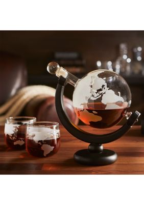 Globe Whiskey Decanter and Glasses Set