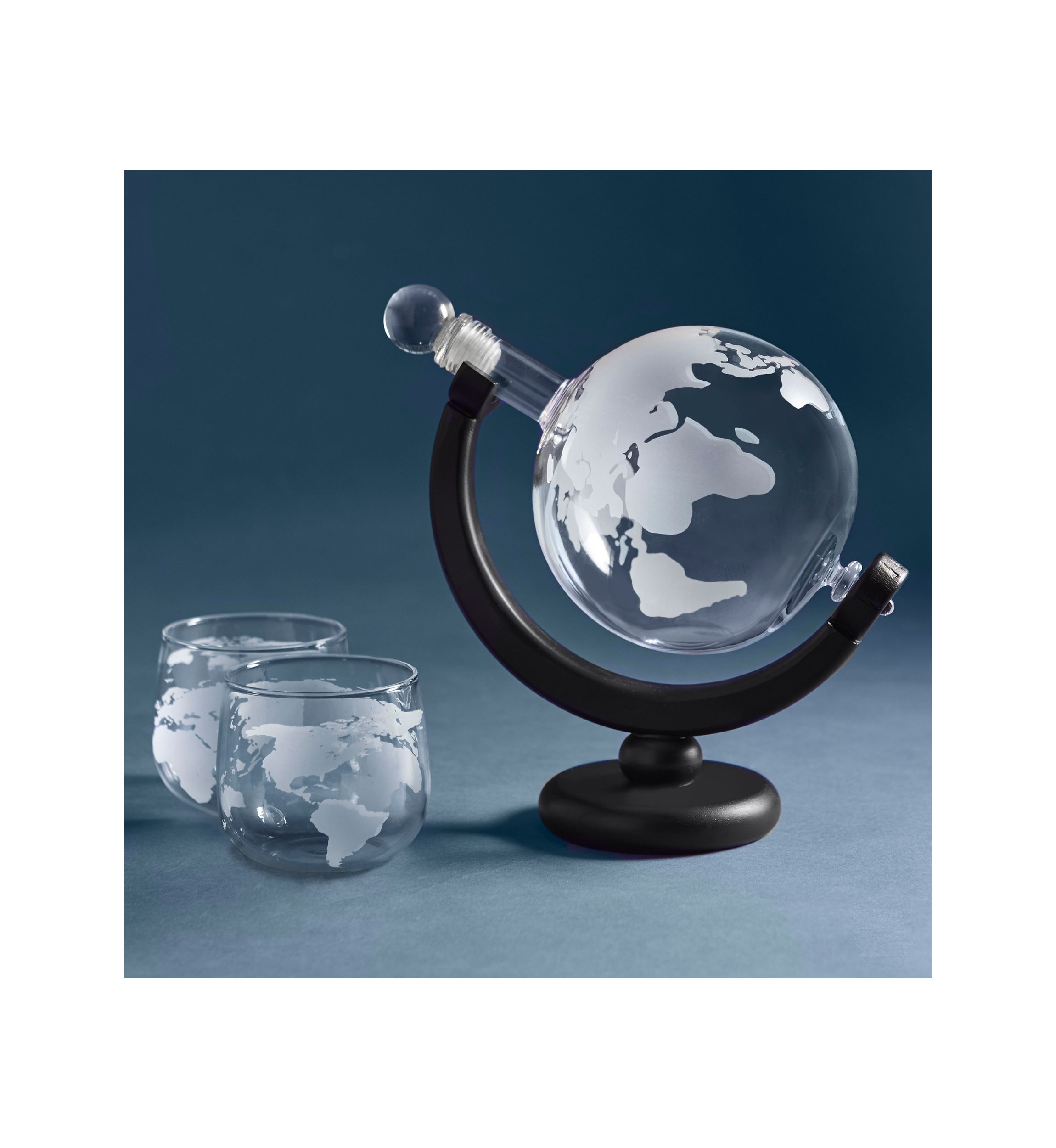 Globe Whiskey Decanter and Glasses Set