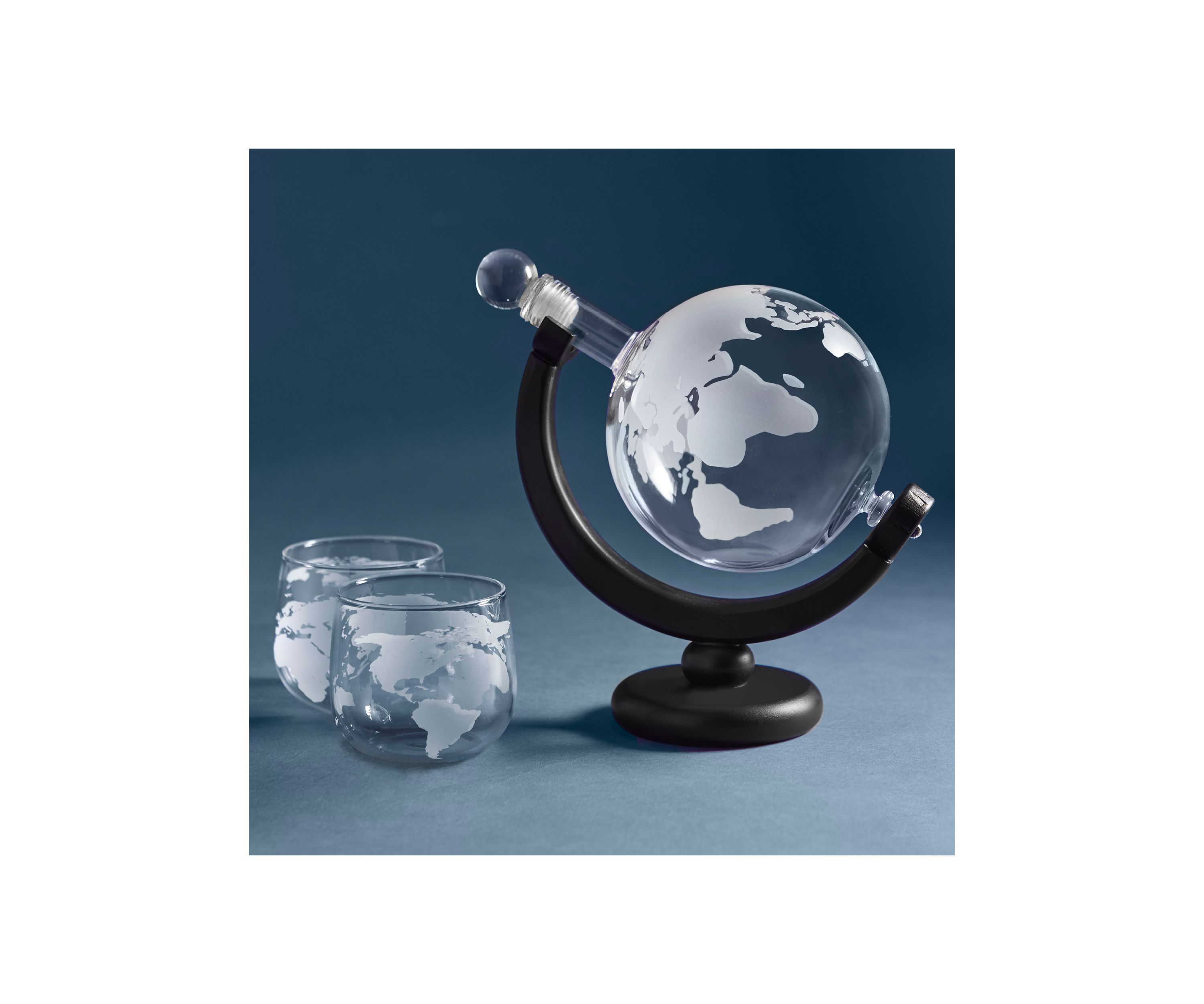 Globe Whiskey Decanter and Glasses Set
