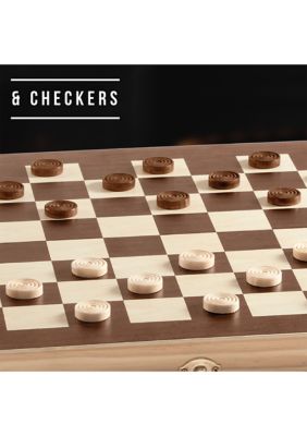 2-in-1 Checkers and Chess Board Game Set
