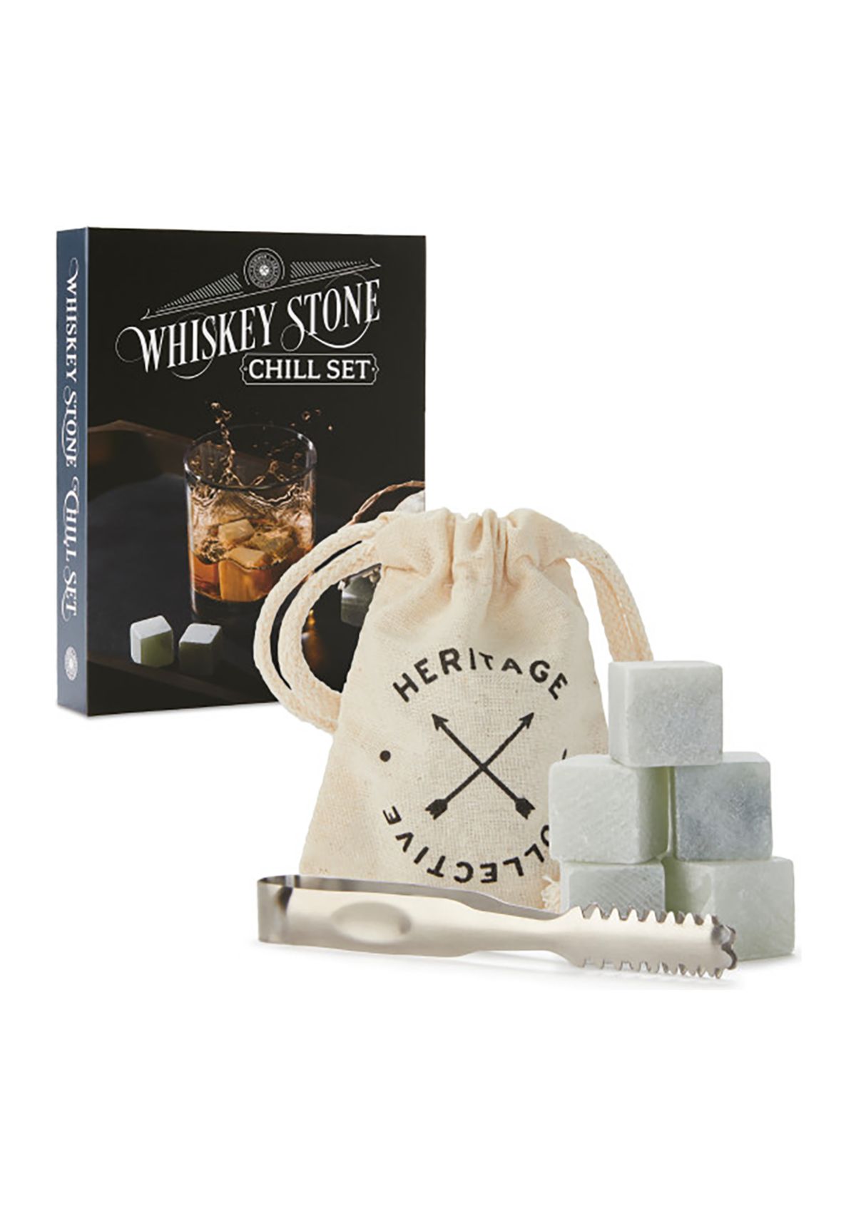  Whiskey Stone Chill Set, Includes 6 Stones, Tongs, & Bag, Non-Porous Soapstone for Perfect Chilling, Durable & Elegant, Great Gift for Whiskey Lovers