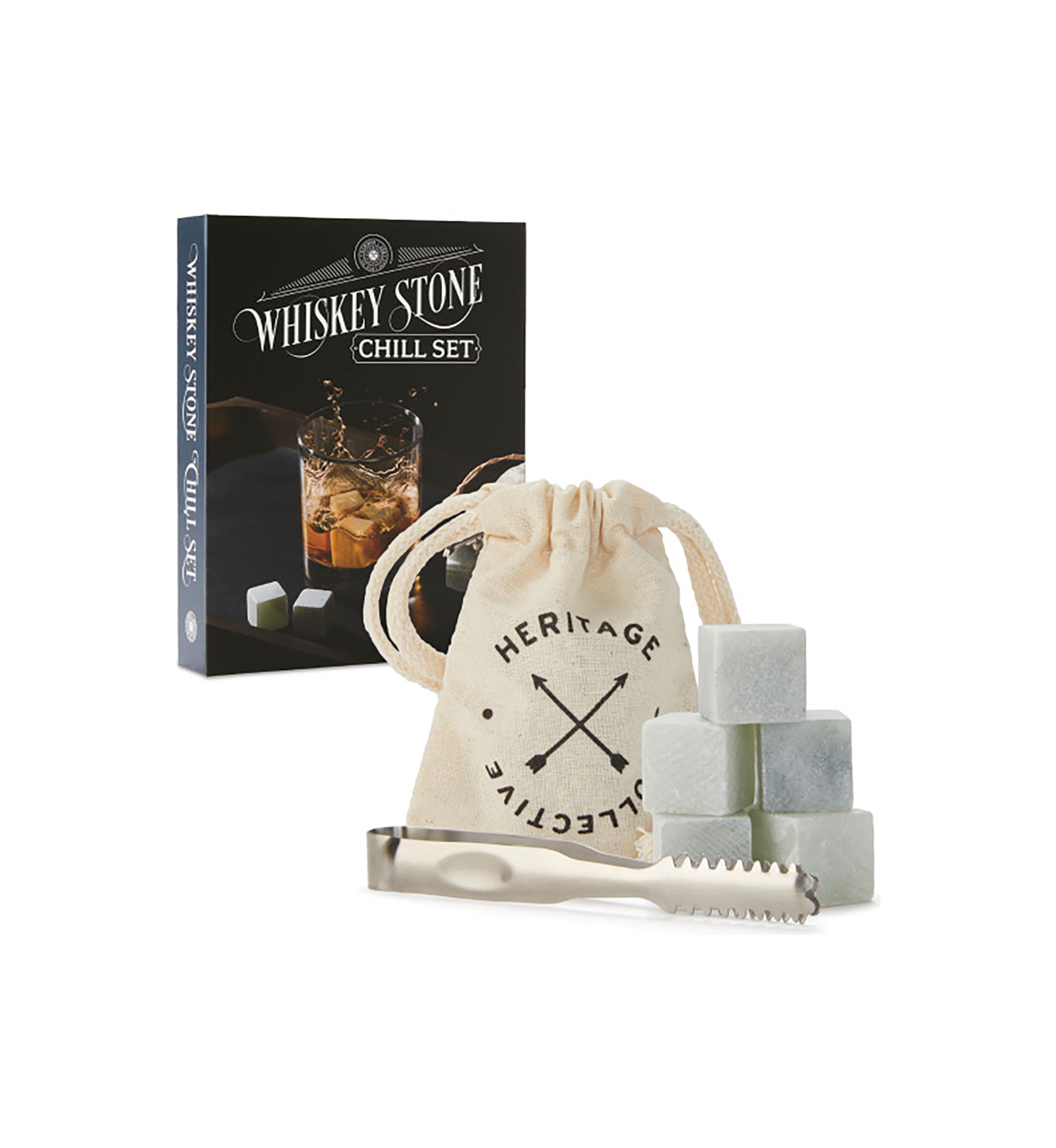  Whiskey Stone Chill Set, Includes 6 Stones, Tongs, & Bag, Non-Porous Soapstone for Perfect Chilling, Durable & Elegant, Great Gift for Whiskey Lovers