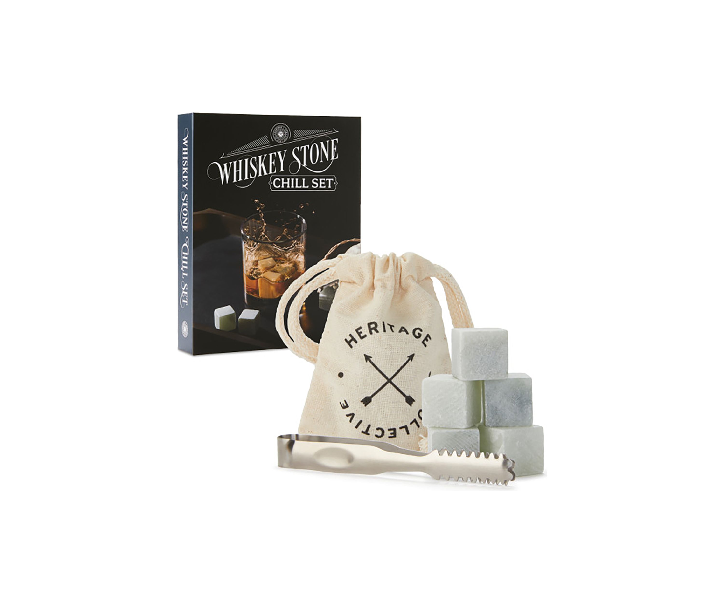  Whiskey Stone Chill Set, Includes 6 Stones, Tongs, & Bag, Non-Porous Soapstone for Perfect Chilling, Durable & Elegant, Great Gift for Whiskey Lovers