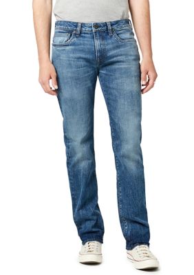 Straight Six Veined and Contrasted Denim Jeans