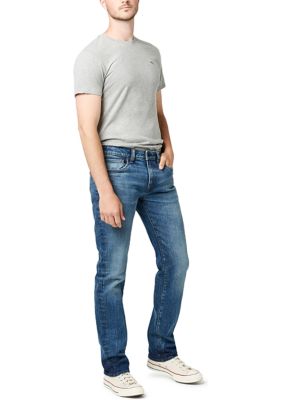 Straight Six Veined and Contrasted Denim Jeans