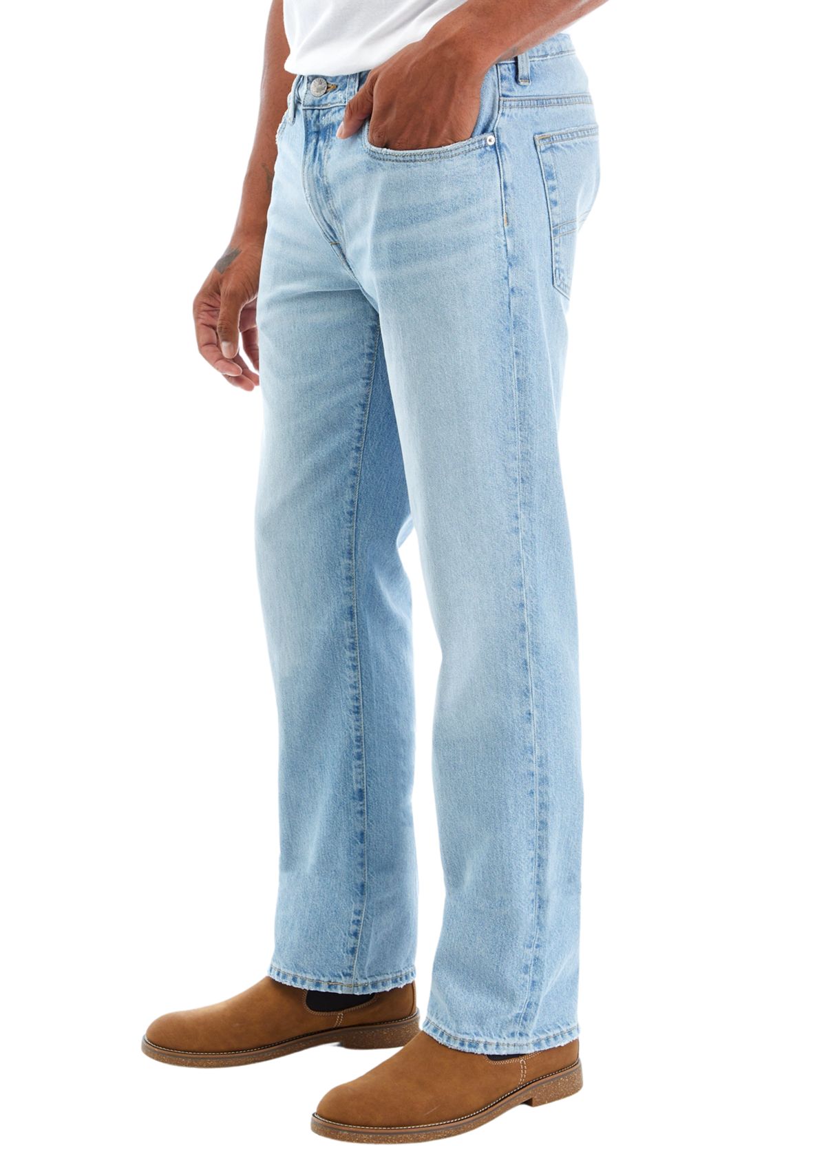 Mens Relaxed Fit Straight Leg Jeans