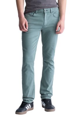 BUFFALO DAVID BITTON Men's Five-Pocket Relaxed Straight Six Pants, Olive Green, 38 x 32