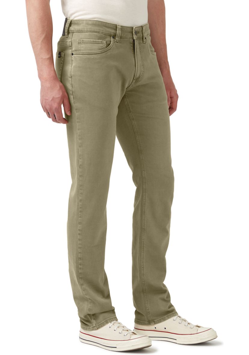 Five-Pocket Relaxed Straight Six Pants, Olive Green