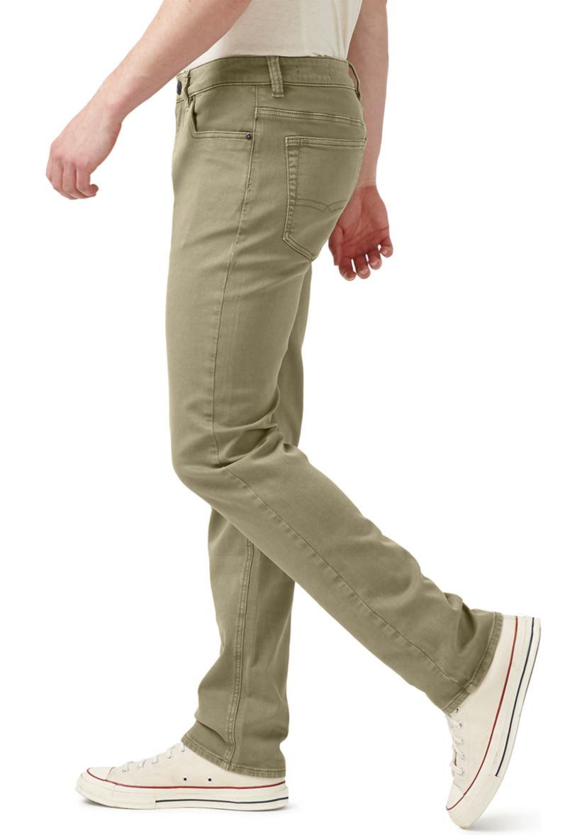 Five-Pocket Relaxed Straight Six Pants, Olive Green
