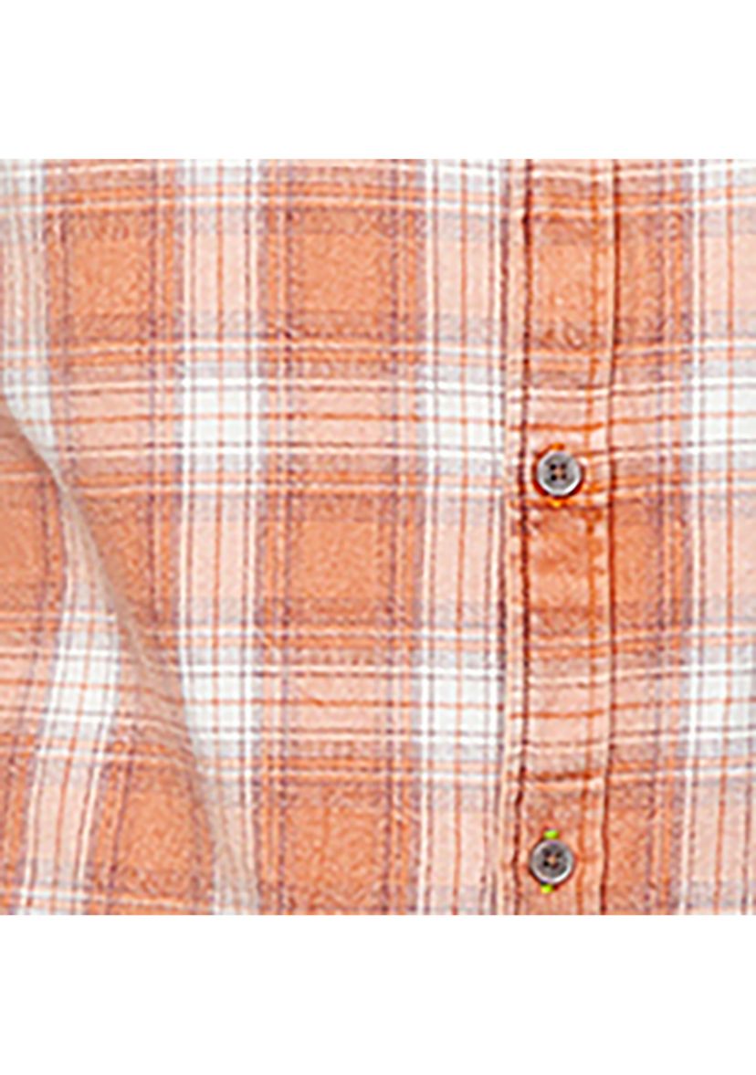 Mens Sazid Short Sleeve Plaid Shirt in Tangerine